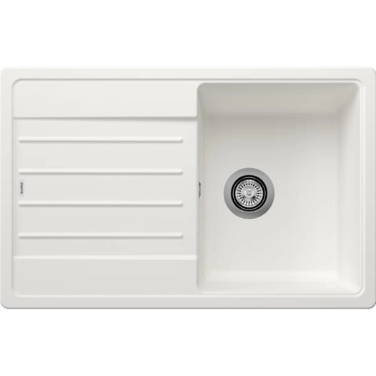 EVIER, A ENCASTRER, EN SILGRANIT , BLANCO LEGRA 45S, 1 CUVE, 1 EGOUTTOIR REVERSIBLE, VIDAGE 90MM MANUEL ET SIPHON, COUL - BLANC