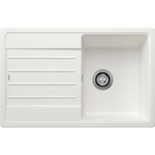 EVIER, A ENCASTRER, EN SILGRANIT , BLANCO LEGRA 45S, 1 CUVE, 1 EGOUTTOIR REVERSIBLE, VIDAGE 90MM MANUEL ET SIPHON, COUL - BLANC