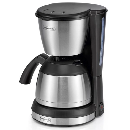 12 tasses-800 W-Verseuse isotherme-Porte-filtre amovible-Noir et inox - KITCHENCHEF