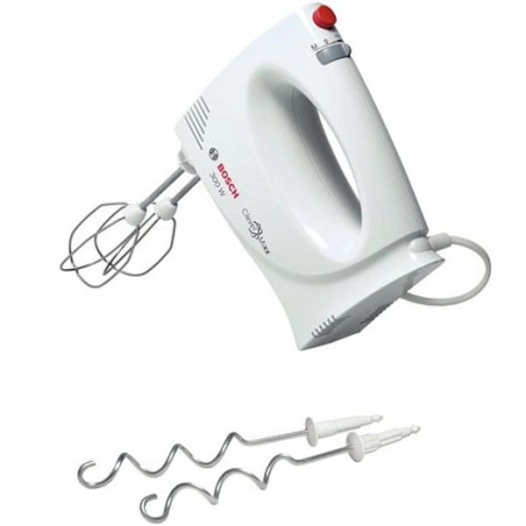 Batteur-300 W-2 vitesses + Pulse-Livré avec 2 fouets et 2 pétrisseurs-Blanc - BOSCH