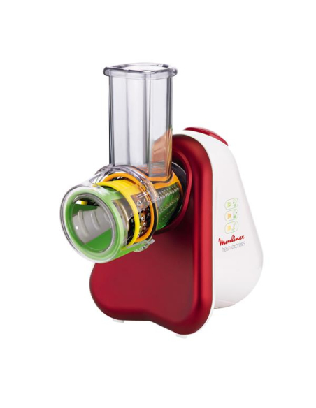 Fresh Express 3 en 1-200 W-Râper et trancher-3 accessoires-Rangement intégré-Blanc rouge - MOULINEX