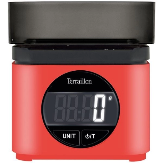 BALANCE ELEC 15200 5KG 1GR GRAND ECRAN DIGITAL BOL REVERSIBLE 0,7L ROUGE - TERRAILLON