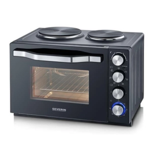 Mini four mécanique 30 L avec plaques de cuisson intégrées -2500 W-CT-TB-Noir - SEVERIN