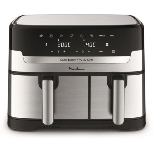 Dual Easy Fry & grill 8,3 L - Frites et menus - Mode synchronisé -Inox - MOULINEX
