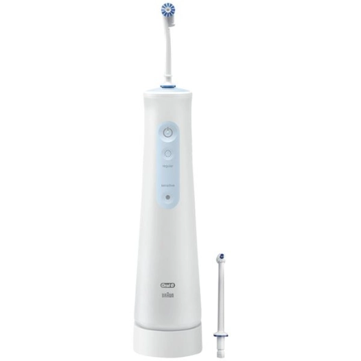 Hydropulseur Oral-B - Technologie Oxyjet - 2 intensités et 2 jets - Blanc bleu - BRAUN