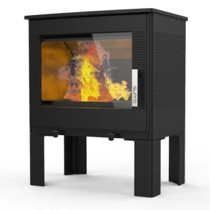 7,3 kW - Rdt: 80,2 % - Foyer vermiculite - Bûches 33 cm - Etanche - Sur pied - Tout fonte - SUPRA