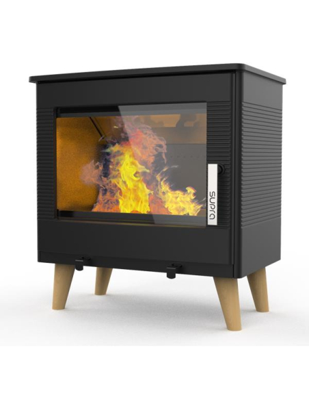 7,3 kW - Rdt: 80,2 % - Foyer vermiculite - Bûches 33 cm - Etanche - Pieds en bois - Tout fonte - SUPRA