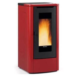 10 kW-Granulés-Trémie 30 kg-Porte fonte-Sortie air chaud frontale-Tlcde-Acier bordeaux - NORDICA EXTRAFLAME