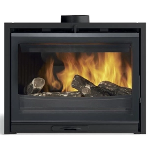 Insert - Modèle AVEC turbo - Porte vitrée - Modane 75-V - Sortie Ø 180 - 10 kW - GODIN