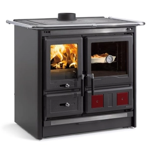 Largeur 97,5 cm - 9,5 kW-Rdt : 86,7 % - Bûches 30 cm - Portes vitrées - Noir - NORDICA