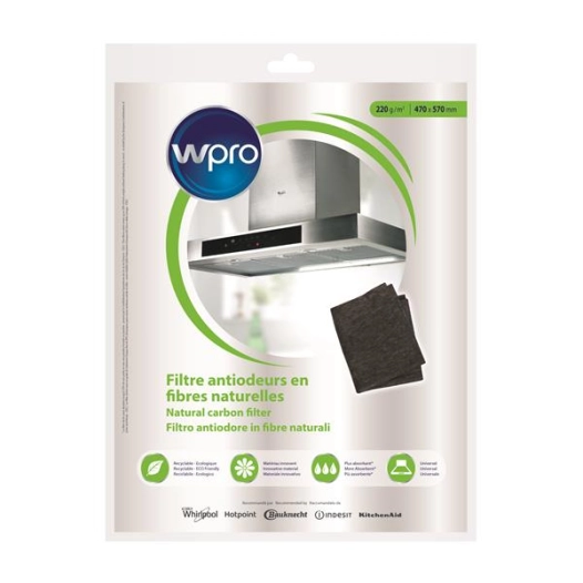Filtre antiodeurs universel en fibres naturelles de lin et de charbon végétal de noix de coco - 220g/m² - 47 x 57 cm - - WPRO