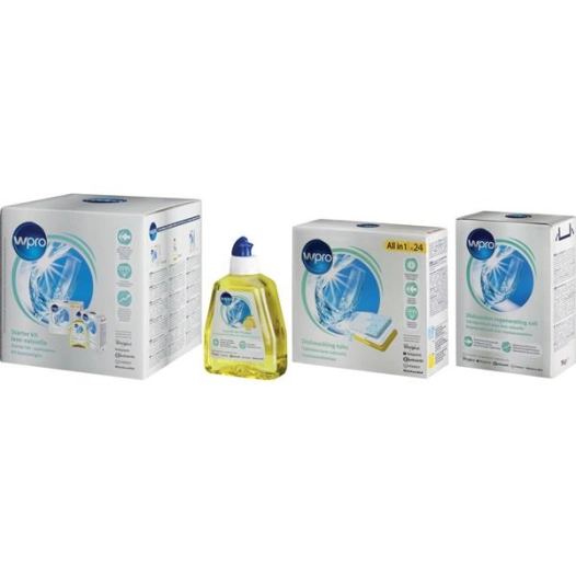 Starter Kit lave-vaisselle (contient une boite de tablettes TAB100, une boite de sel régénérant DWS115 et un flacon de r - WPRO