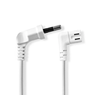 Câble d'alimentation 3.00 m / Euro Male IEC-320-C7 Coudé Coudé à gauche Plaqué nickel Plat PVC Blanc En - NEDIS