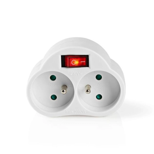 BLOC MURAL 2 PRISES Type E (CEE 7/6) AVEC INTERRUPTEUR 250 V AC 50 Hz Côté câble d'alimentation B: France / Type E - NEDIS