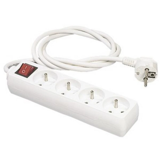 Multiprises: 4 prises - Interrupteur - 3680W Max - 2 pôles avec terre - ERARD