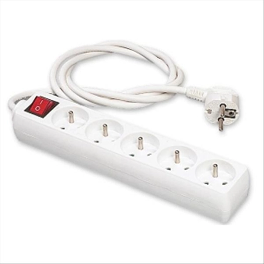 Multiprises: 5 prises - Interrupteur - 3680W Max - 2 pôles avec terre - ERARD