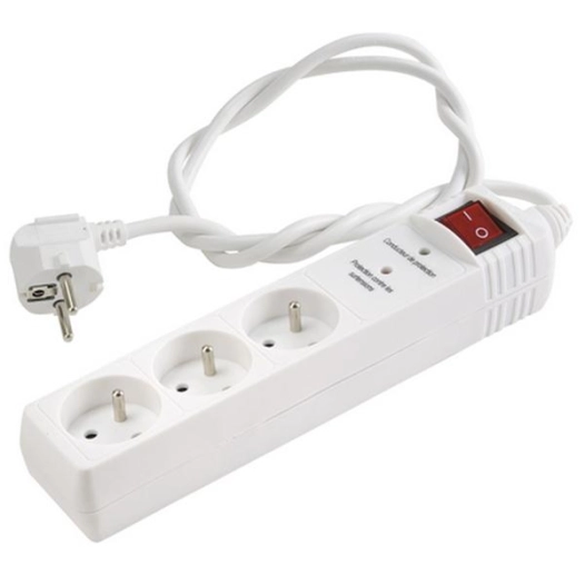 Multiprises: 3 prises + fonction para-surtenseur - Interrupteur - 3680W Max - 2 pôles avec terre - ERARD
