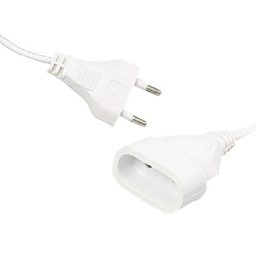 RALLONGE ÉLECTRIQUE (2 P) M/F - 2 x 0.75mm² - 6A - blanche - 5m - ERARD
