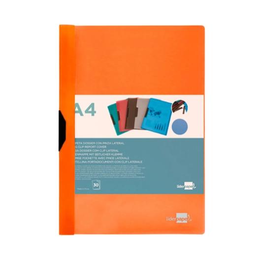 Folder Dossier Clip Lateral Pp Din A4 Orange Fluor Liderpapel - LIDERPAPEL