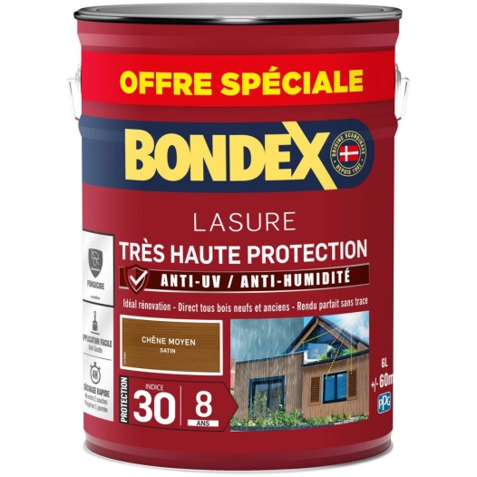 Lasure 8ans Très Haute Protection Satiné Bidon 5L+20%GRATUIT