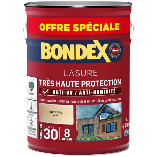 Lasure 8ans Très Haute Protection Satiné Bidon 5L+20%GRATUIT