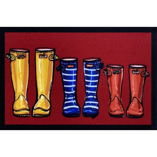Tapis Entry Family Boots Red 40x60cm