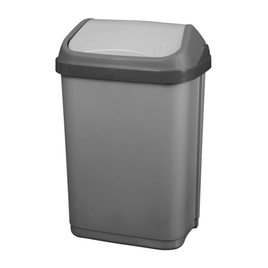 Poubelle Couvercle Basculant Gris Silver 10L