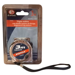 Triple Mètre Ruban Morfolk Boitier Métal 3mx13mm