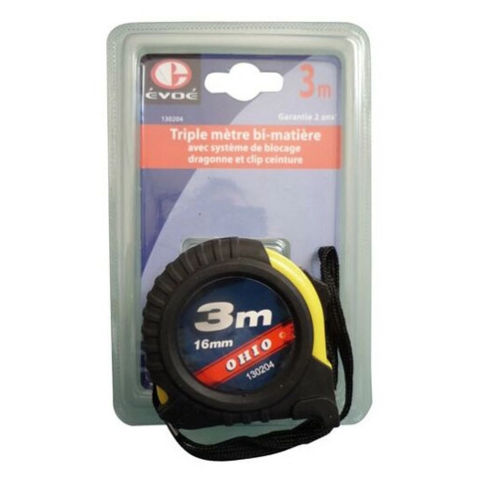 Mètre Ruban Bi-Matière Ohio 3mx16mm sous Blister