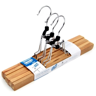 Cintres Pinces Jupe\Pantalon Bois Verni 30cm Lot de 3