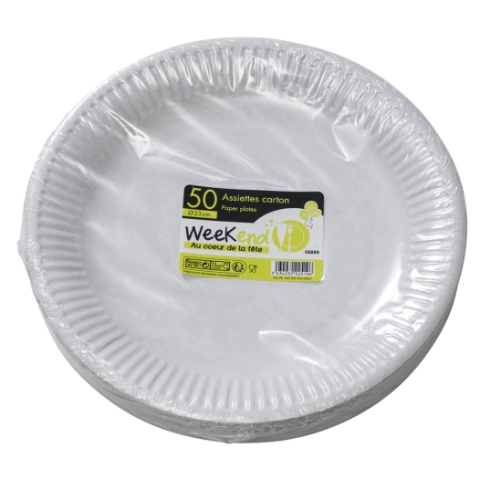 Assiette X50 Carton Blanc 18cm - PUBLI EMBAL