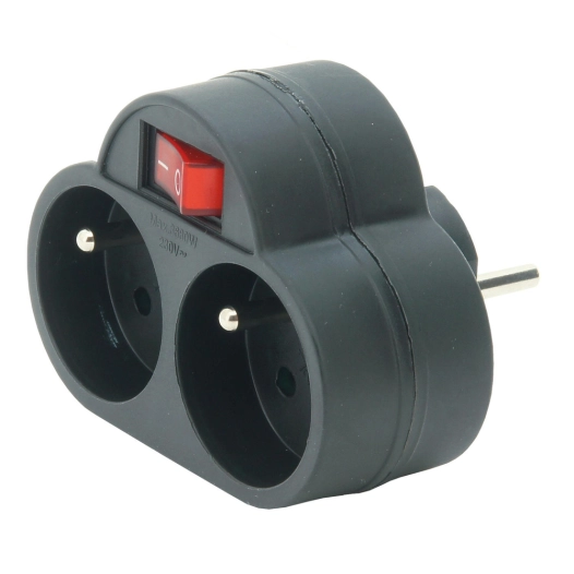 Multiprise 2X16A Noire avec Interrupteur