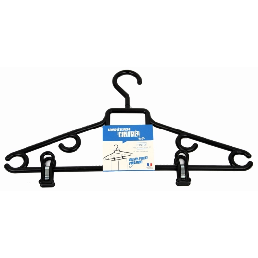 Cintre Plastique Noir à Pinces Réglables