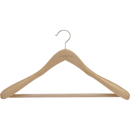 Cintre galbé en bois verni Luxor Officier 45 cm | Rangement dressing - MONDEX
