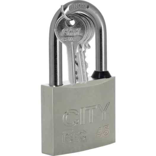 Cadenas City nickelé satiné 45 anse 3 clés s'entrouvrant - ISEO