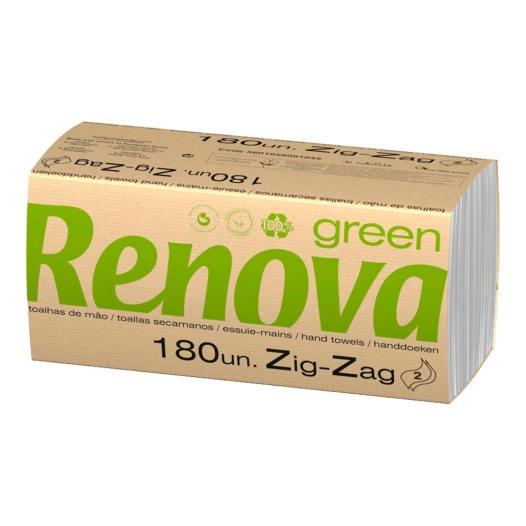 Serviettes Séchoir Les Mains En Papier Zig-Zag 180 Unit Renouveler - RENOVA