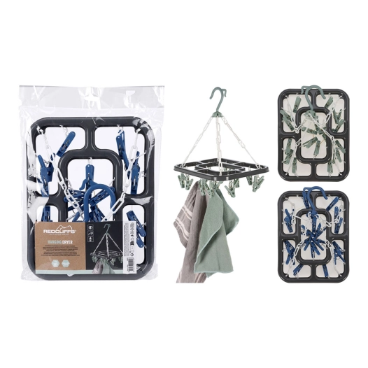 Corde À Linge Pliante Avec 18 Clips Couleurs Assorties - REDCLIFFS