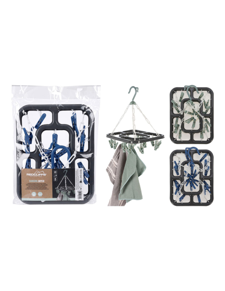 Corde À Linge Pliante Avec 18 Clips Couleurs Assorties - REDCLIFFS