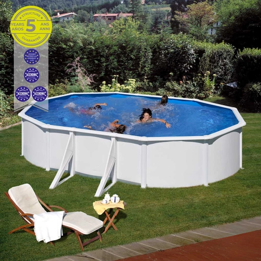 Piscine Paroi Ovale En Acier Avec Feuille Blanche 500 X 300 X 120 Cm Kit500eco Gre - GRE