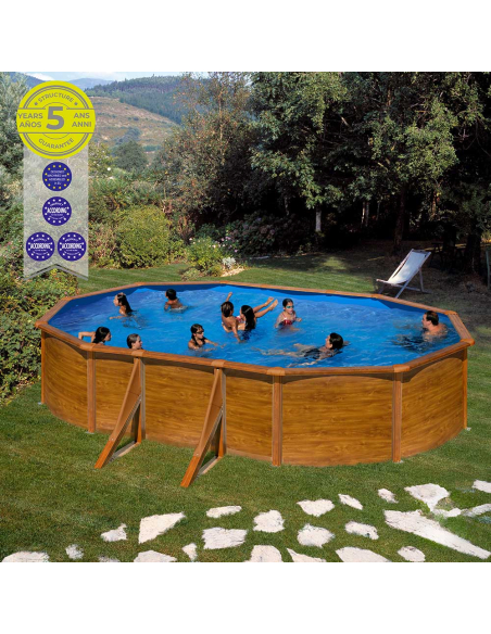 Piscine Ovale Acier Imitation Bois Piscine ovale acier esthétique bois - GRE