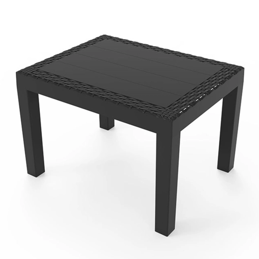Table d’appoint effet rotin 59 × 46 × 40 cm anthracite - IPAE PROGARDEN