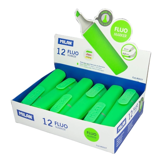 Boite Présentoir De 12 Marqueurs Fluorescents Couleur Vert Milan - MILÁN
