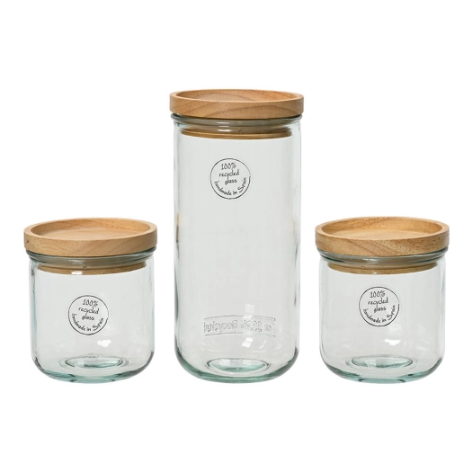 Ensemble De 3 Pots De Stockage En Verre 100% Recyclé 869702