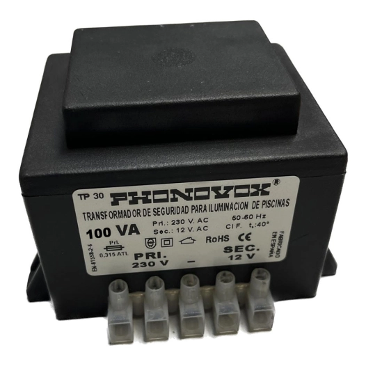 Transformateur De Piscine 100va 230/12v 50-60hz Ip-00 Bloc Tp31100 Phonovox - PHONOVOX