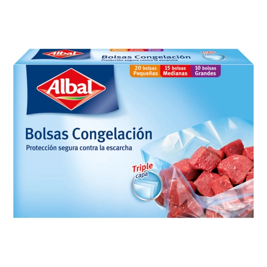 Sacs De Congelation Albal 3 Tailles 45 Unités (20PQ+15 Med+10 Large) - ALBAL