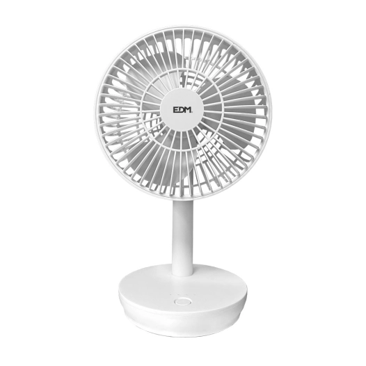 Ventilateur De Bureau Rechargeable Blanc Puissance: 5w Pales: Ø14,5cm 17x13x26cm Edm