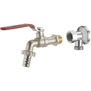 Kit Robinet Extérieur Laiton Nickelé + Applique Murale Ecrou Tournant 1/2 ø15 - NOYON et THIEBAULT