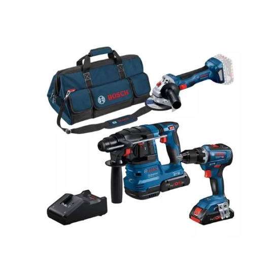 Kit 3 outils 18 V - perceuse meuleuse et perforateur + sac textile Bosch Professional