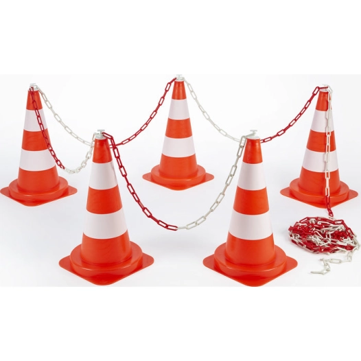 kit de balisage 8 cones 50cm pvc + 12.50m de chaine - VINMER