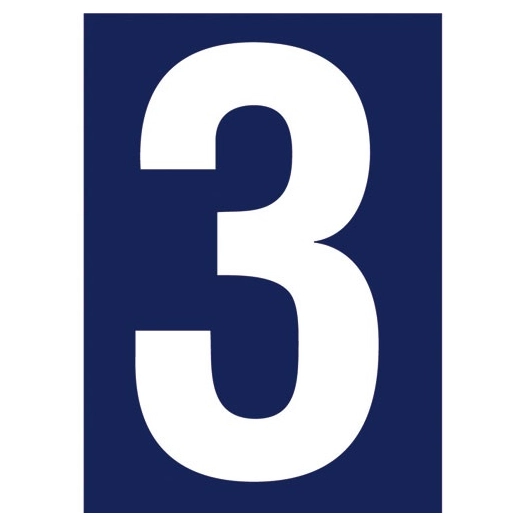 Chiffre adhésif N° rue 3 sur carte - NOVAP